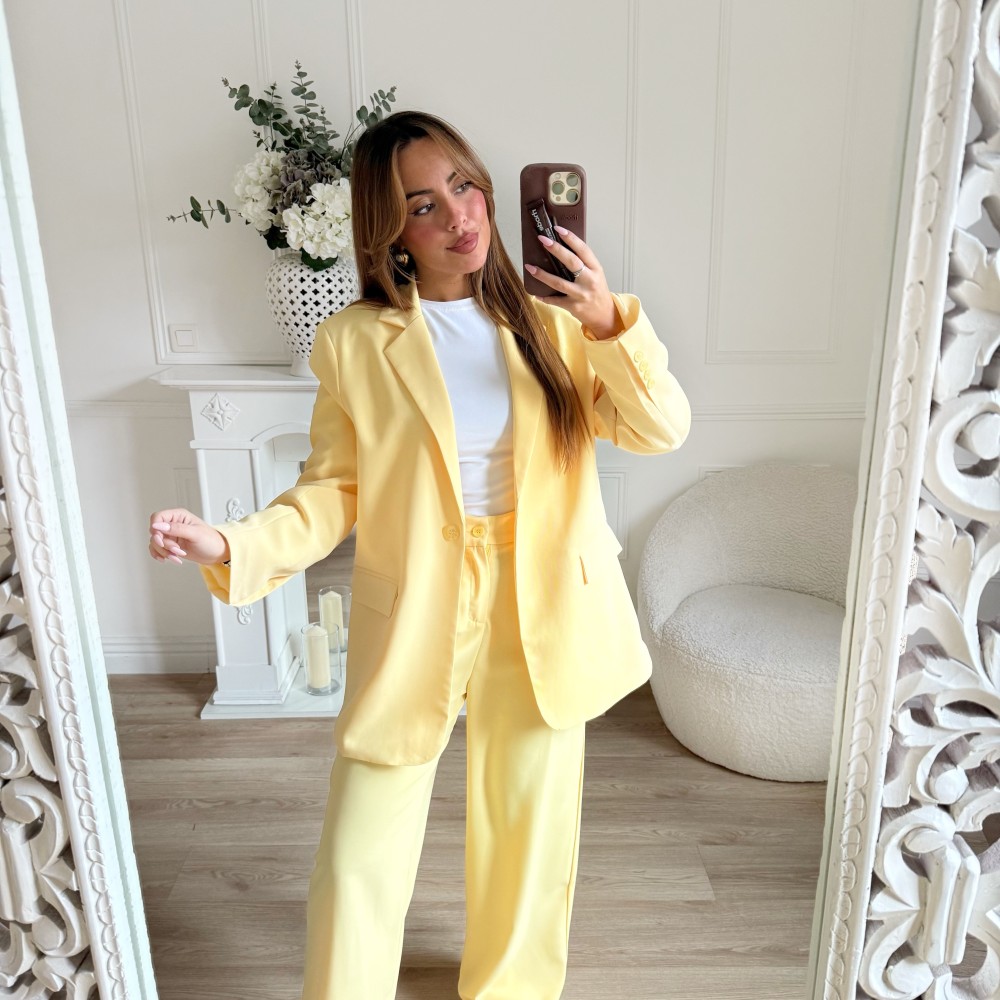 BLAZER MI LONG JAUNE PASTEL