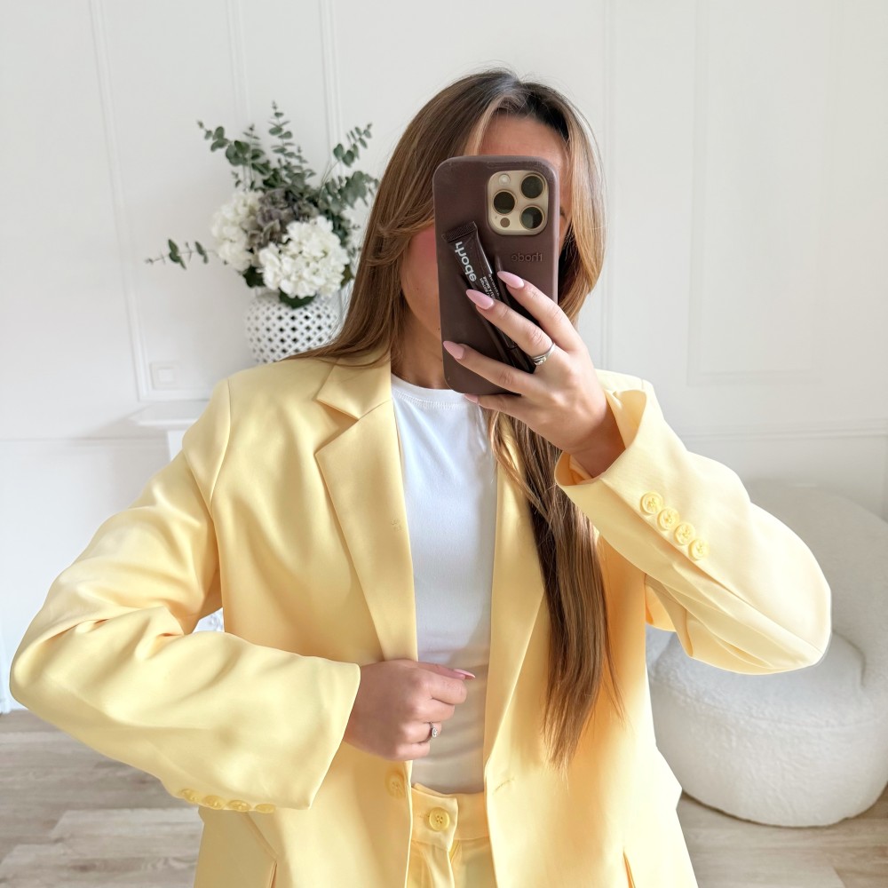 BLAZER MI LONG JAUNE PASTEL