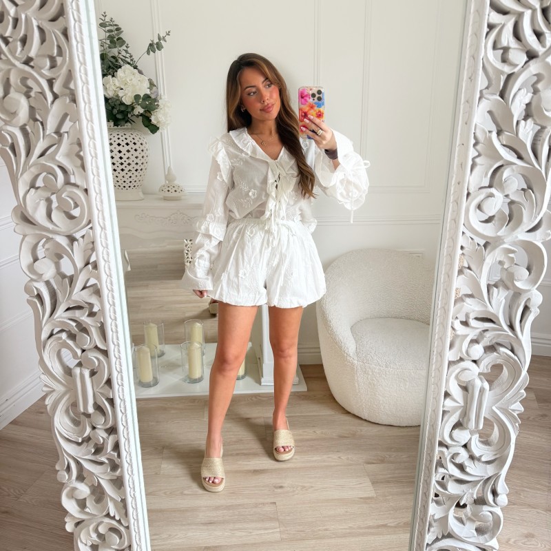 SHORT BOULE BRODERIE BLANC