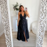 LONGUE ROBE BIJOUX STRASS FENTE BLACK LONGUE ROBE BIJOUX STRASS FENTE BLACK