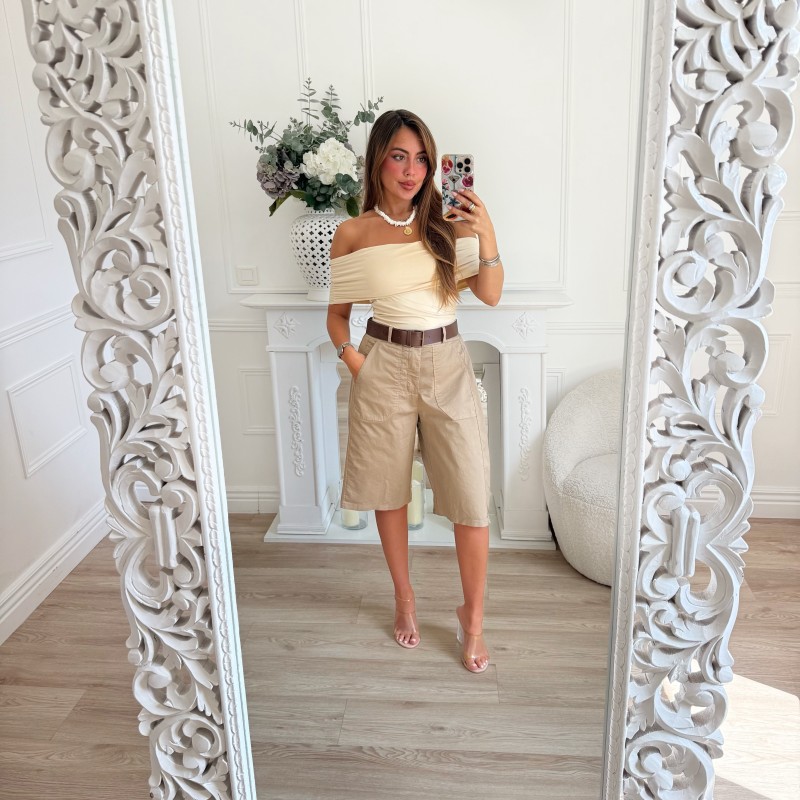 BERNUDA AVEC CEINTURE CAMEL BERNUDA AVEC CEINTURE CAMEL