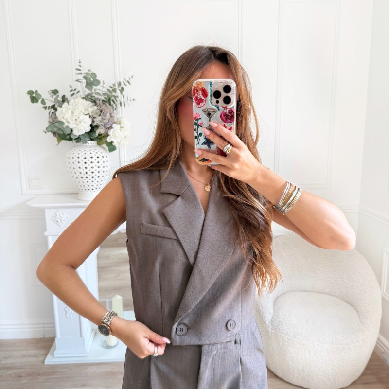 BLAZER SANS MANCHE TAUPE