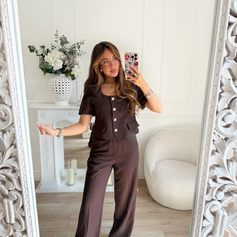 VESTE CHOCO  BOUTONS GOLD