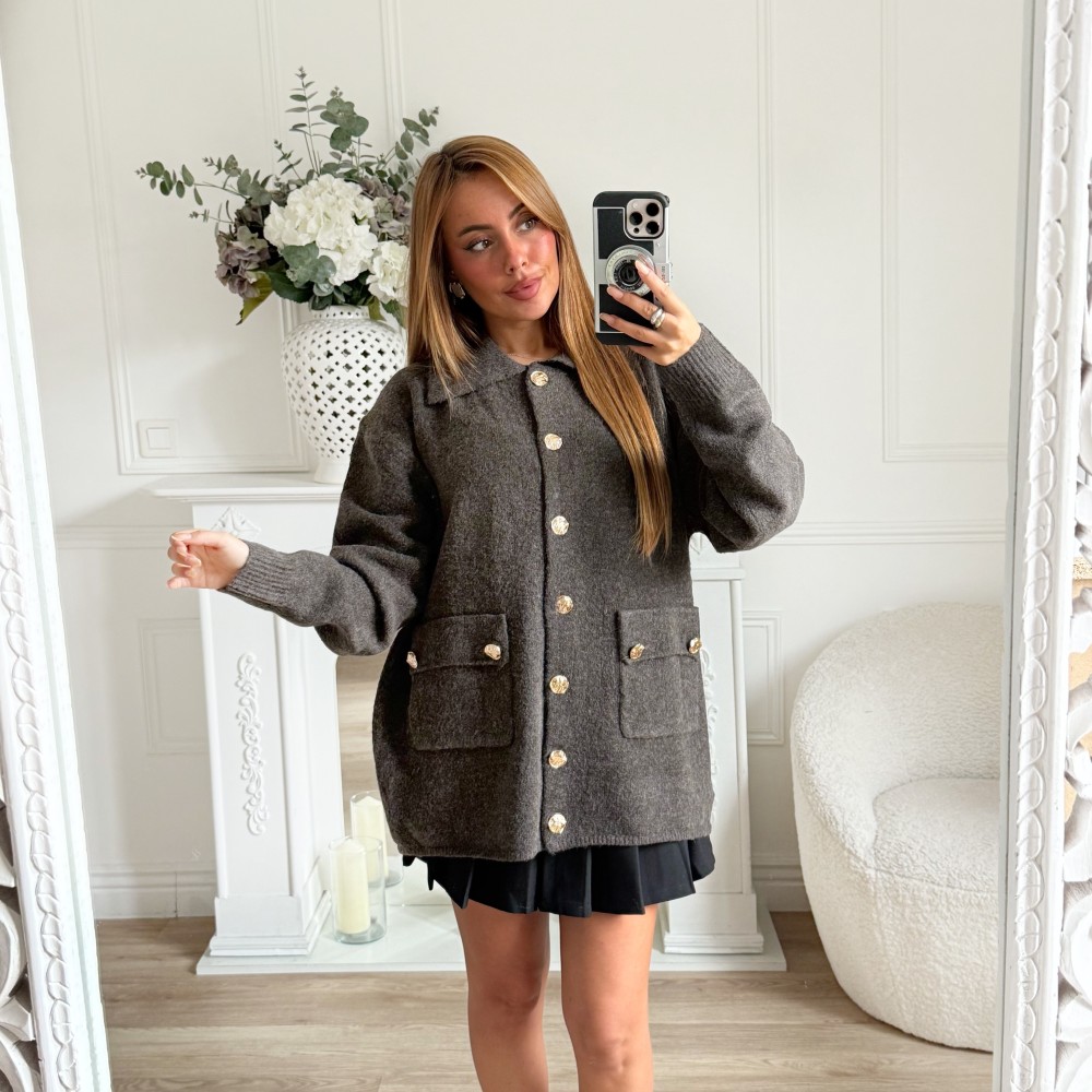 GILET OFFICIER TAUPE BOUTONS GOLD