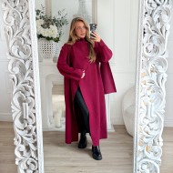 LONGUE VESTE STYLE CAPE BORDEAUX