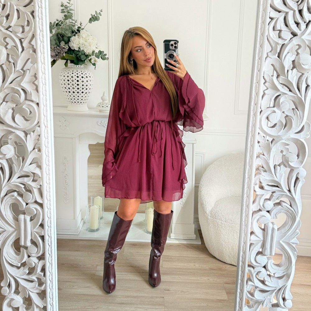 BOTTES SIMILI CUIR BURGUNDY