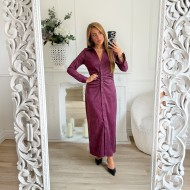 LONGUE ROBE DRAPÉE DAIM PRUNE