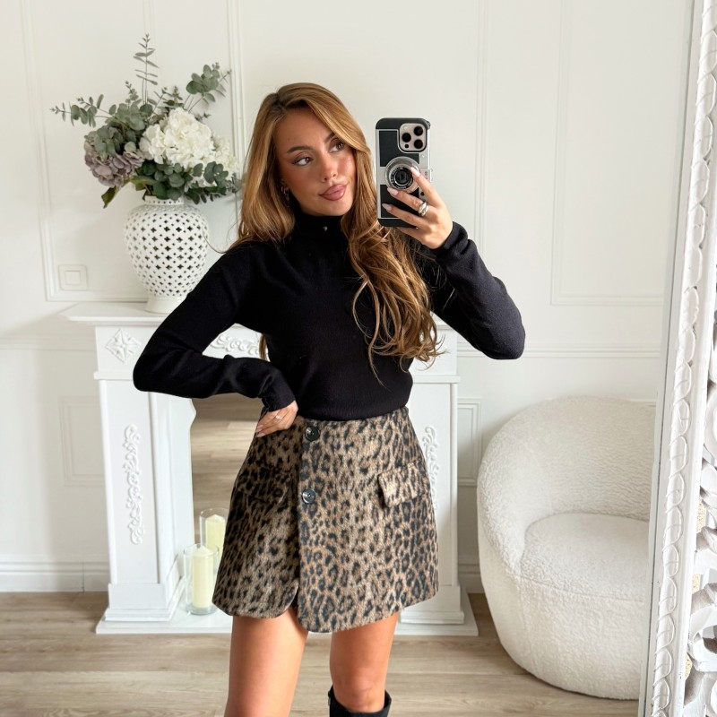 JUPE SHORT POLAIRE LEOPARD