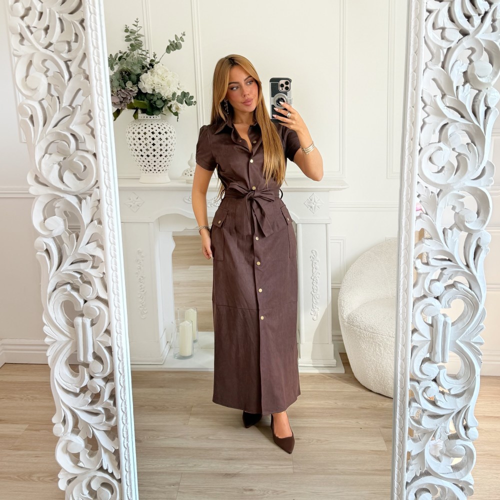 LONGUE ROBE DAIM CHOCO ** PREMIUM