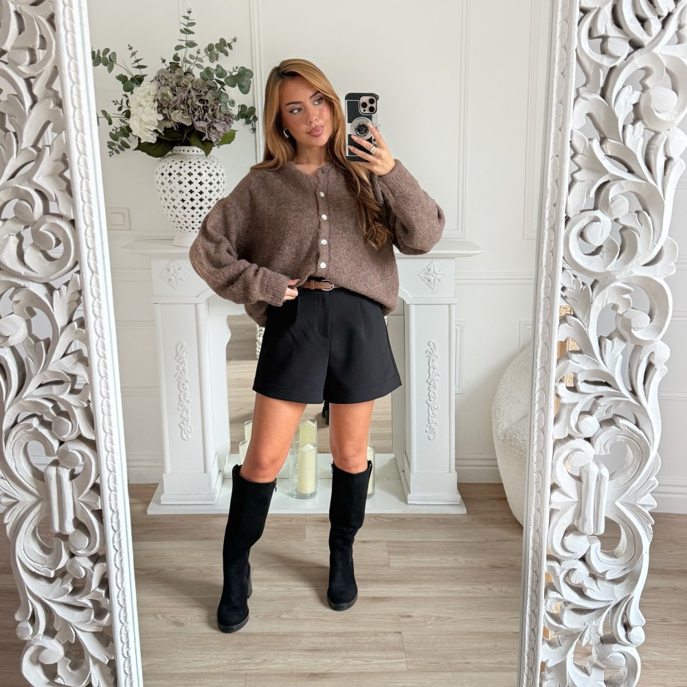 SHORT BLACK AVEC CEINTURE CUIR