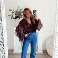 BLOUSE VOLANTS CHOCO