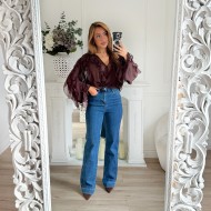 BLOUSE VOLANTS CHOCO