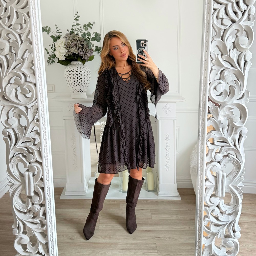 ROBE POIS VOLANTS CHOCO