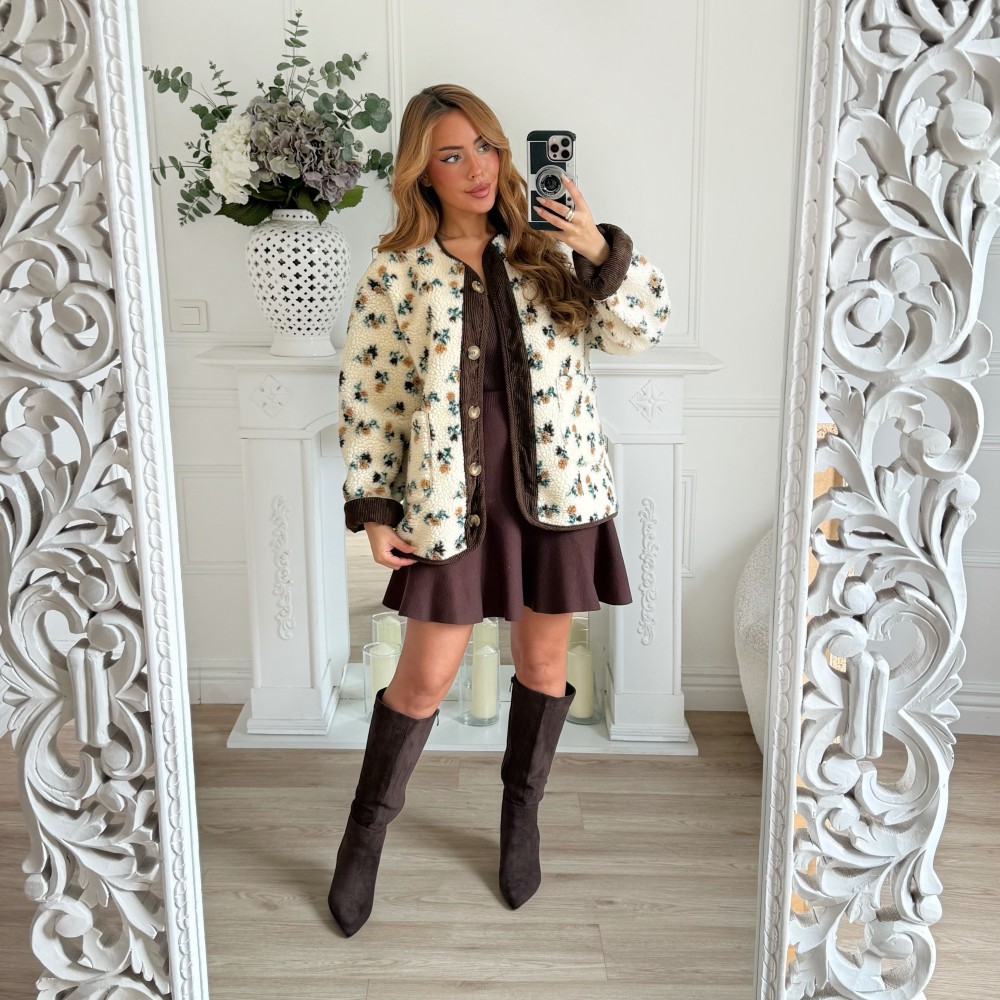 VESTE MOUMOUTE FLEURIE CHOCO