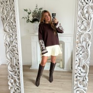 PULL MANCHES BRODÉES