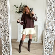 PULL MANCHES BRODÉES