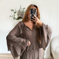 ROBE TAUPE VOLANTS ROBE TAUPE VOLANTS