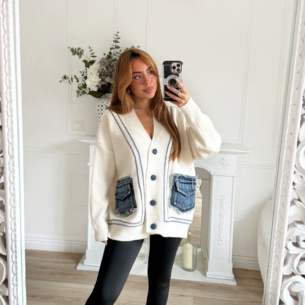 MAXI GILET POCHES EN JEAN