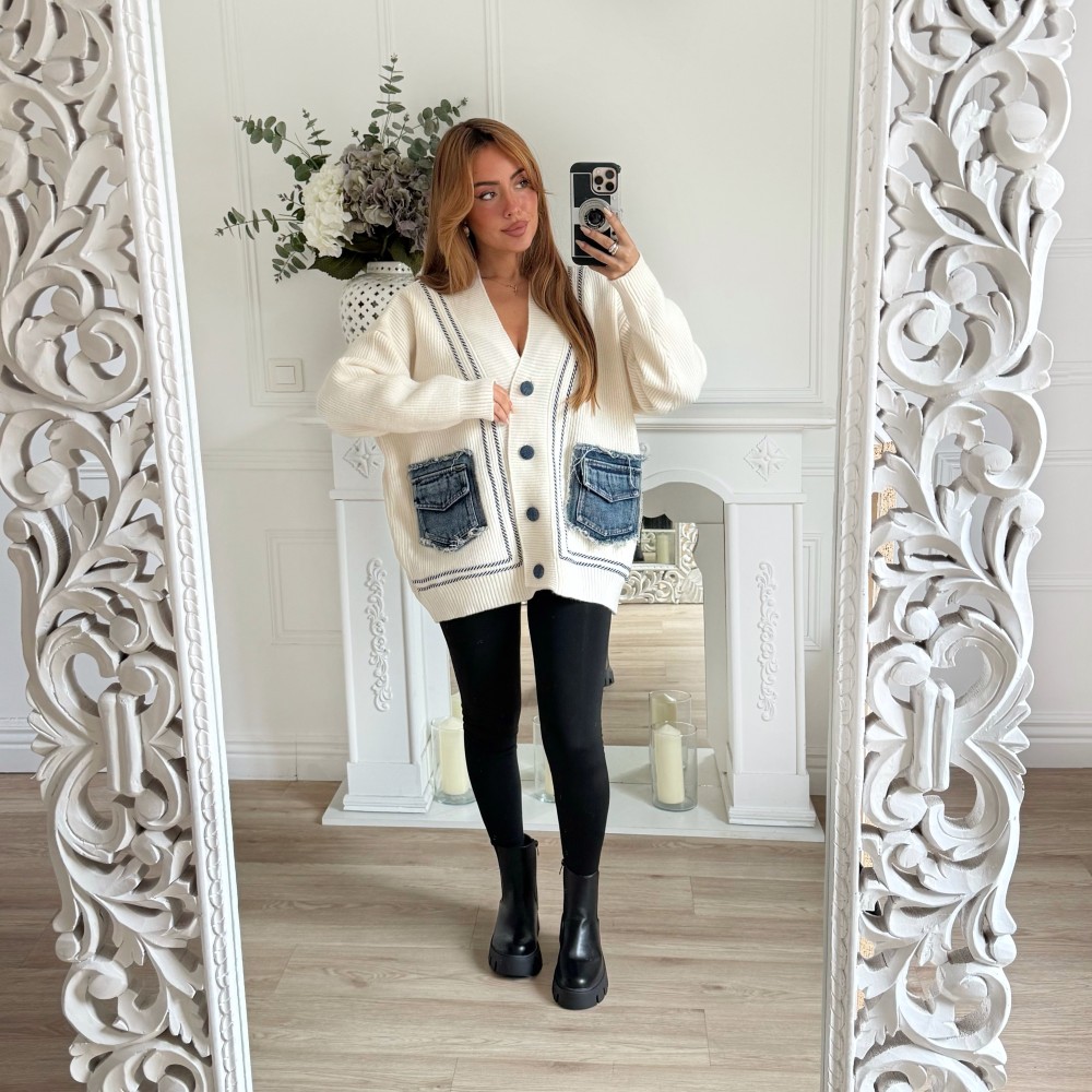 MAXI GILET POCHES EN JEAN