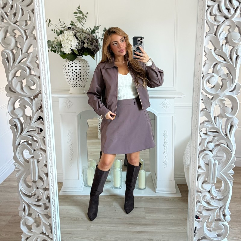 ENSEMBLE VESTE JUPE CHOCO LANA