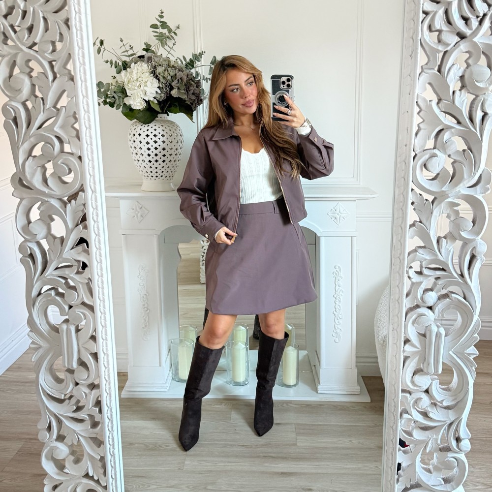 ENSEMBLE VESTE JUPE CHOCO LANA