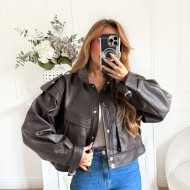 BOMBERS CHOCO SIMILI CUIR CHOCO AUDREY