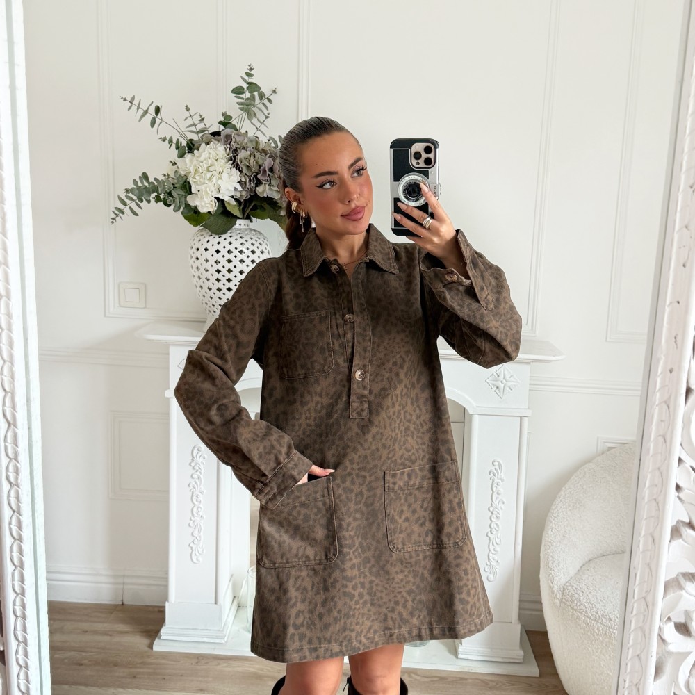 ROBE EN JEAN LEOPARD LISA