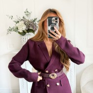 GILET PRUNE AVEC CEINTURE REBECCA