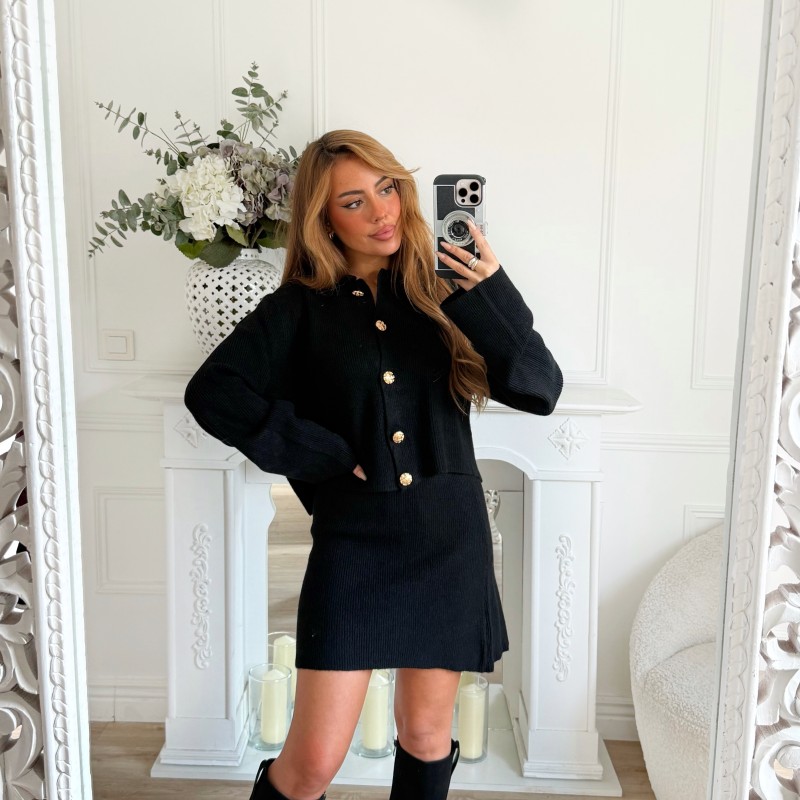 ENSEMBLE GILET JUPE ARIANE BLACK