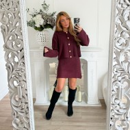 ENSEMBLE JUPE GILET BURGUNDY AWA