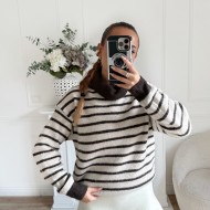 PULL SARAH COL ROULÉ RAYURES