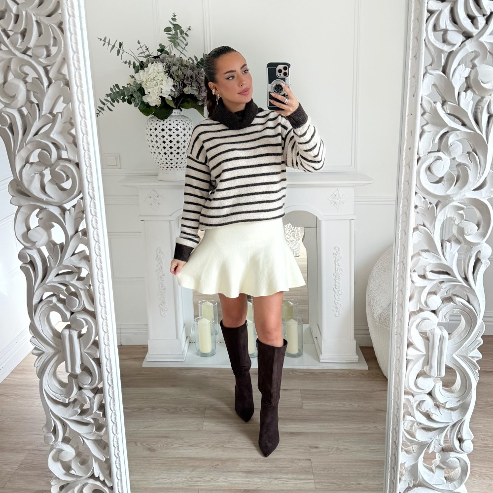 PULL SARAH COL ROULÉ RAYURES