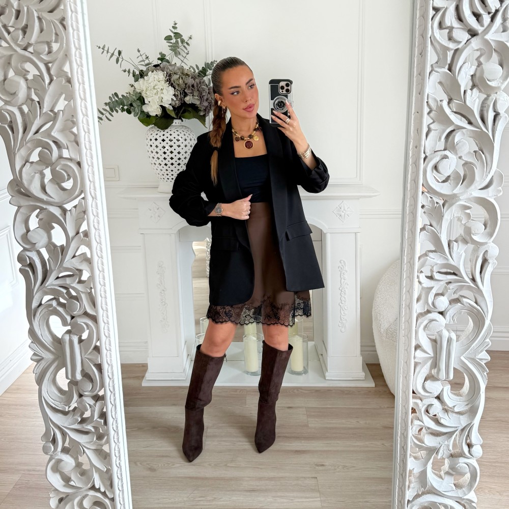 BLAZER FLUIDE NOIR MANCHES RETROUSSÉES