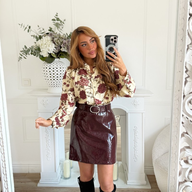 JUPE VINYLE BURGUNDY PENELOPE