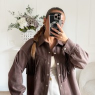 VESTE FRANGES SUEDINE CHOCO
