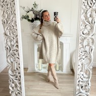ROBE PULL COL ROULÉ TAUPE