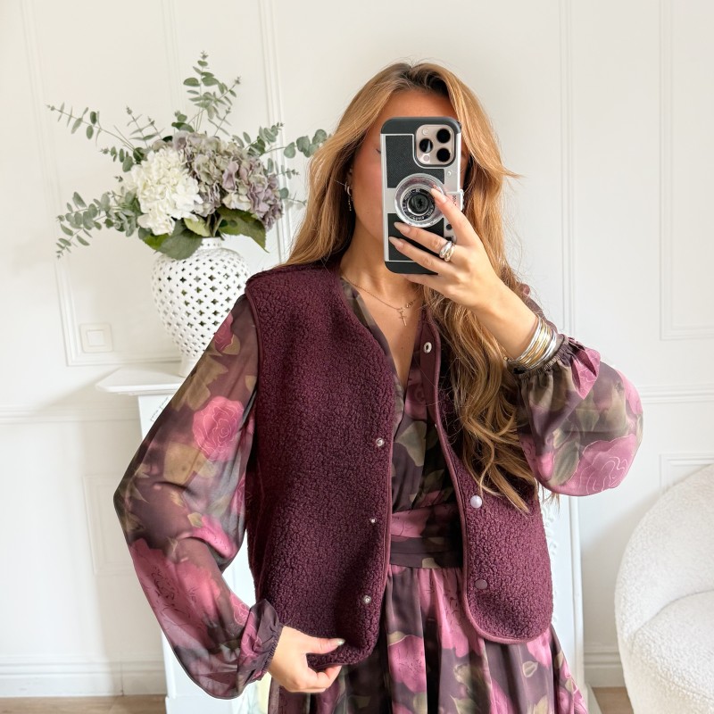 VESTE SANS MANCHE PRUNE