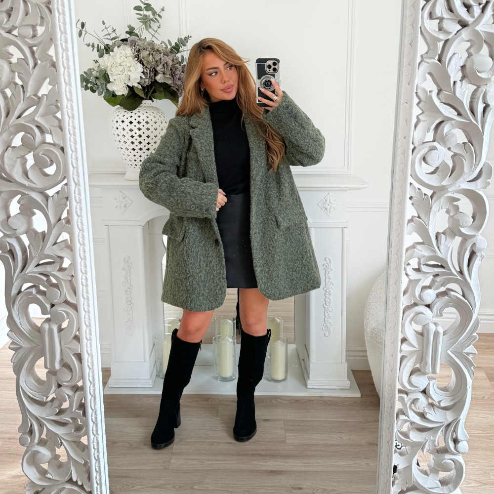 BLAZER OVERSIZE LAINE BOUILLIE KAKI