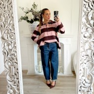 POLO RAYURES PINK CHOCO