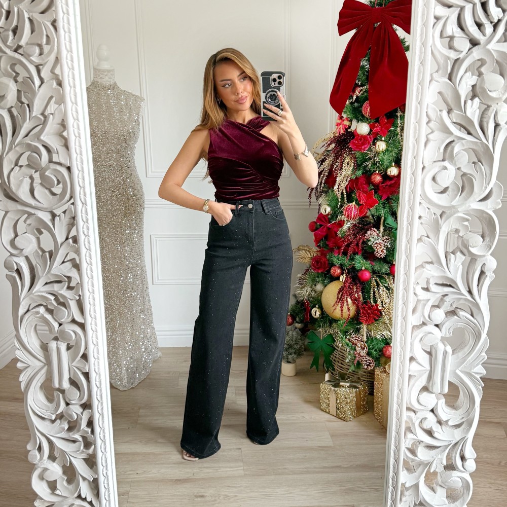 JEAN BLACK STRASS CÉCILIA COUPE DROITE