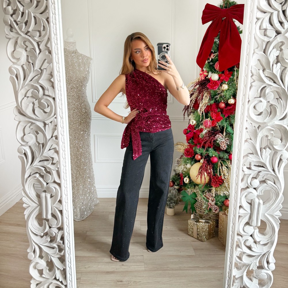 JEAN BLACK STRASS CÉCILIA COUPE DROITE