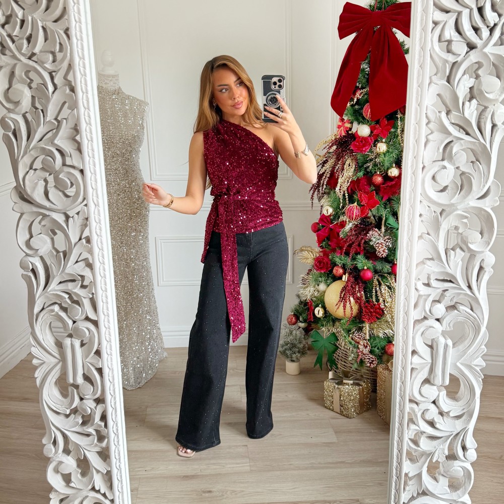 JEAN BLACK STRASS CÉCILIA COUPE DROITE