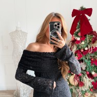 ROBE BLACK BRODERIE VALENTINA