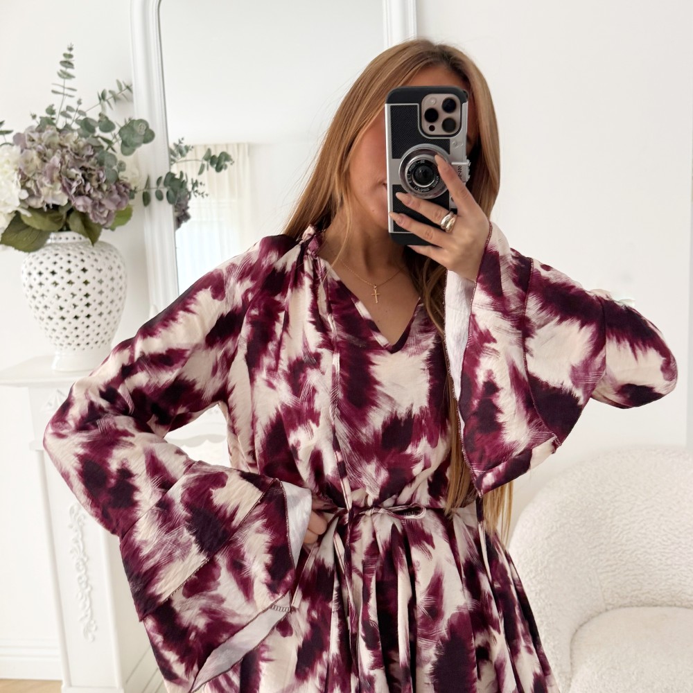 ROBE GABRIELA TIE AND DYE PRUNE