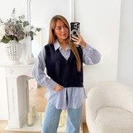 PULL CHEMISE INTÉGRÉE ORNELLA