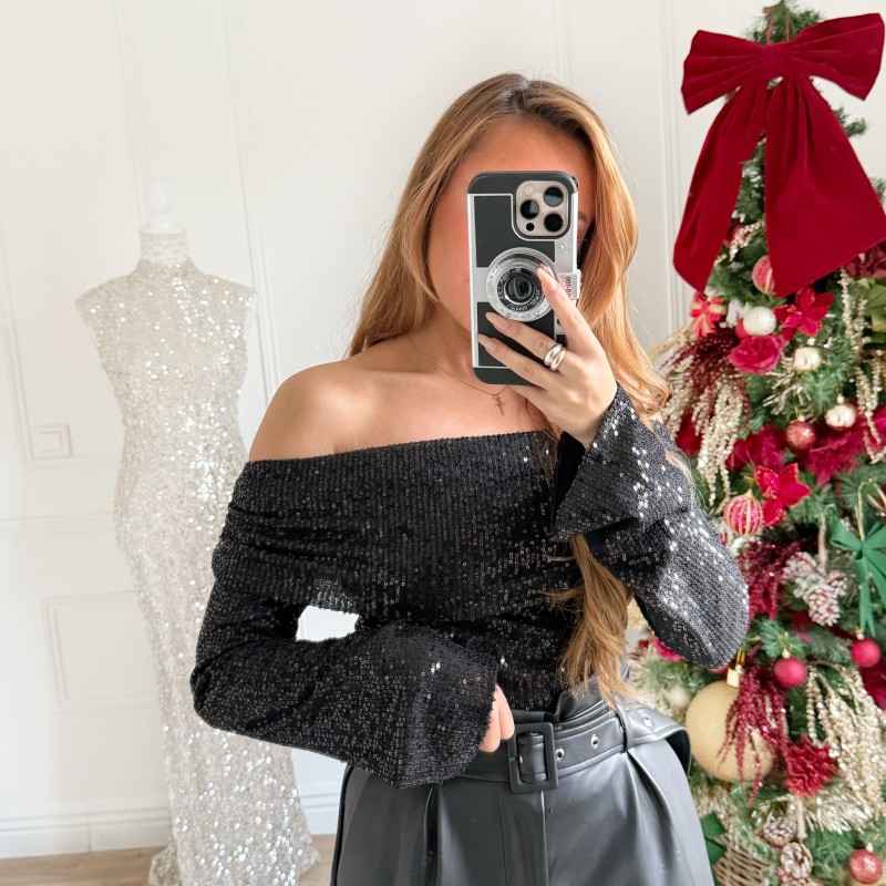 TOP COL BATEAU SEQUINS GRACE