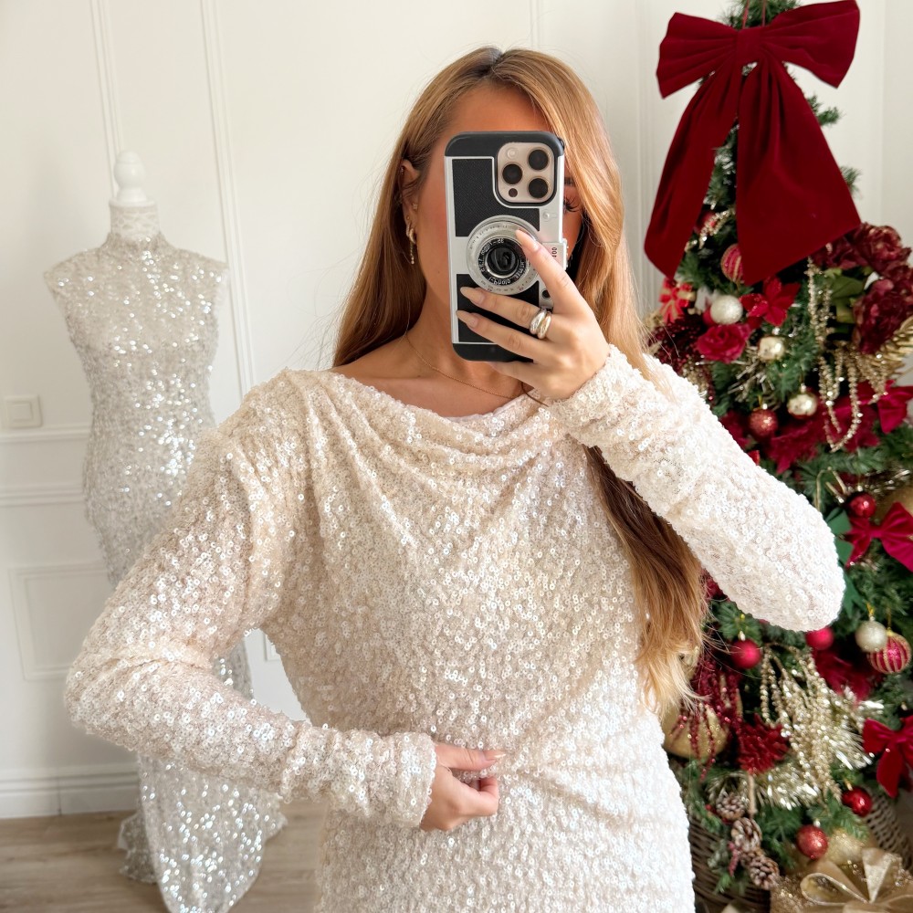 ROBE SEQUINS CRÊME LAURE