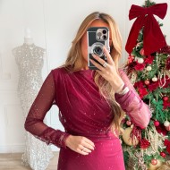 ROBE PAILLETÉE TULLE BURGUNDY NAOMIE
