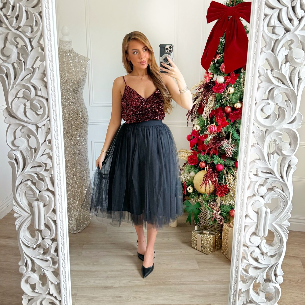 DÉBARDEUR  SEQUINS BORDEAUX ASHLEY