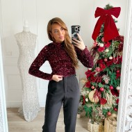 TOP SEQUINS MANCHE LONGUE LYDIA